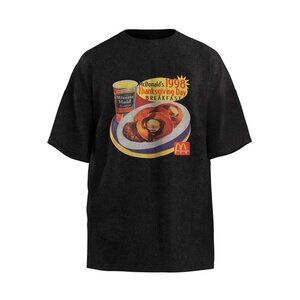 Purey Hamburger Print Washed Distressed Short Sleeves
